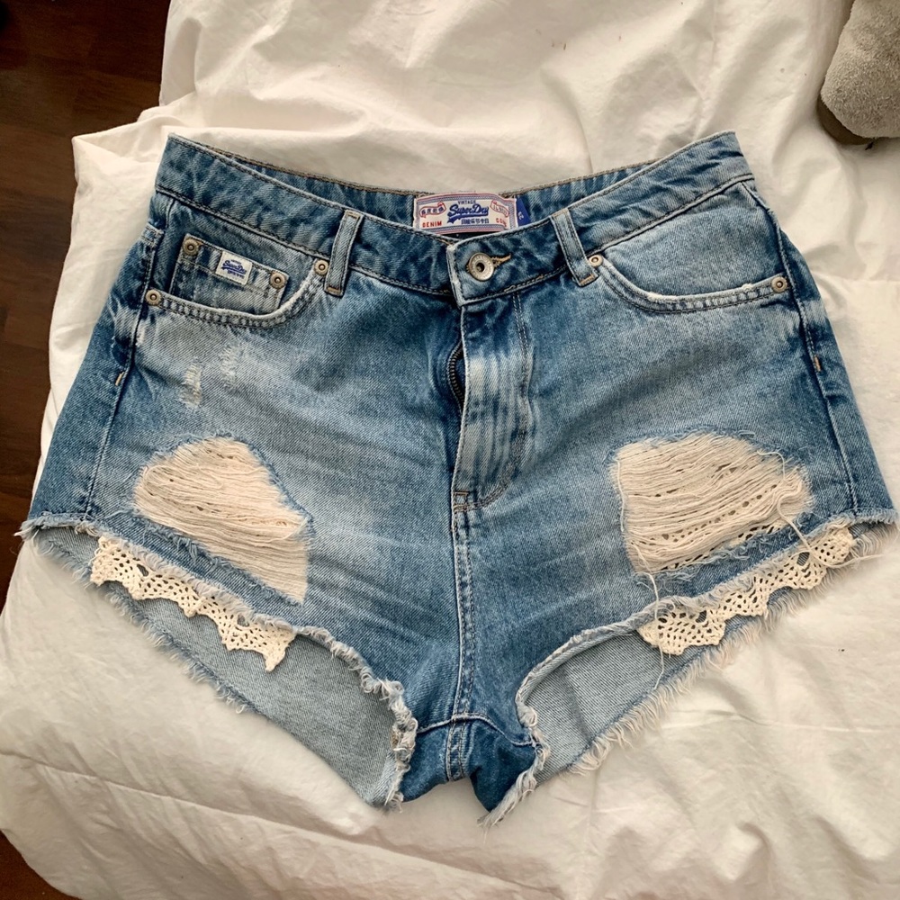High waisted jean shorts